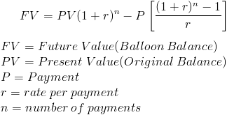 Balloon Loan Balance Formula