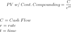 Present Value with Continuous Compounding