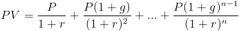 PV alternativă a formulei anuității în creștere