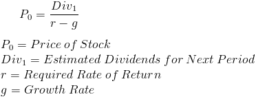 PV of Stock with Growth Formula